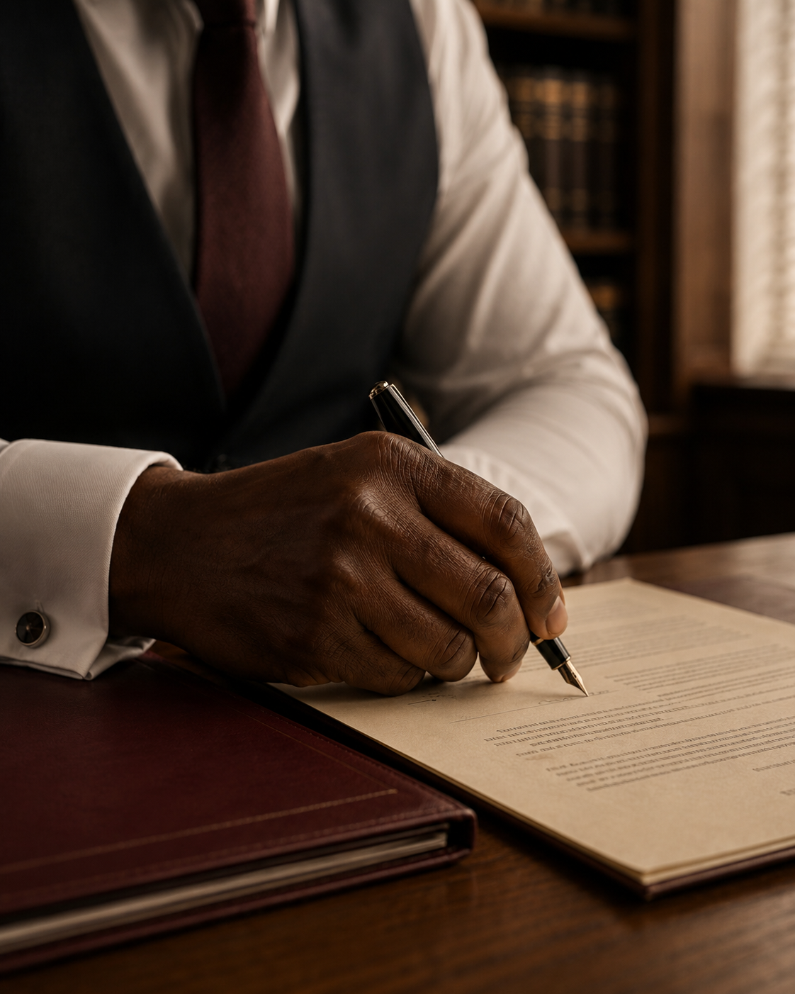 Maître Doro Gueye signant un acte juridique